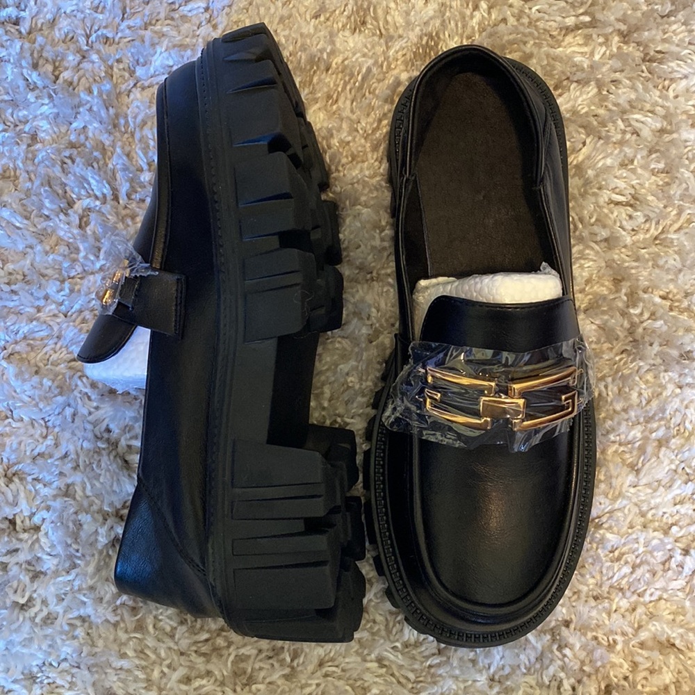 NEW black chunky loafers